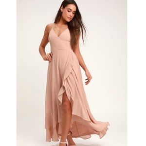 Lulus lace up back blush dress